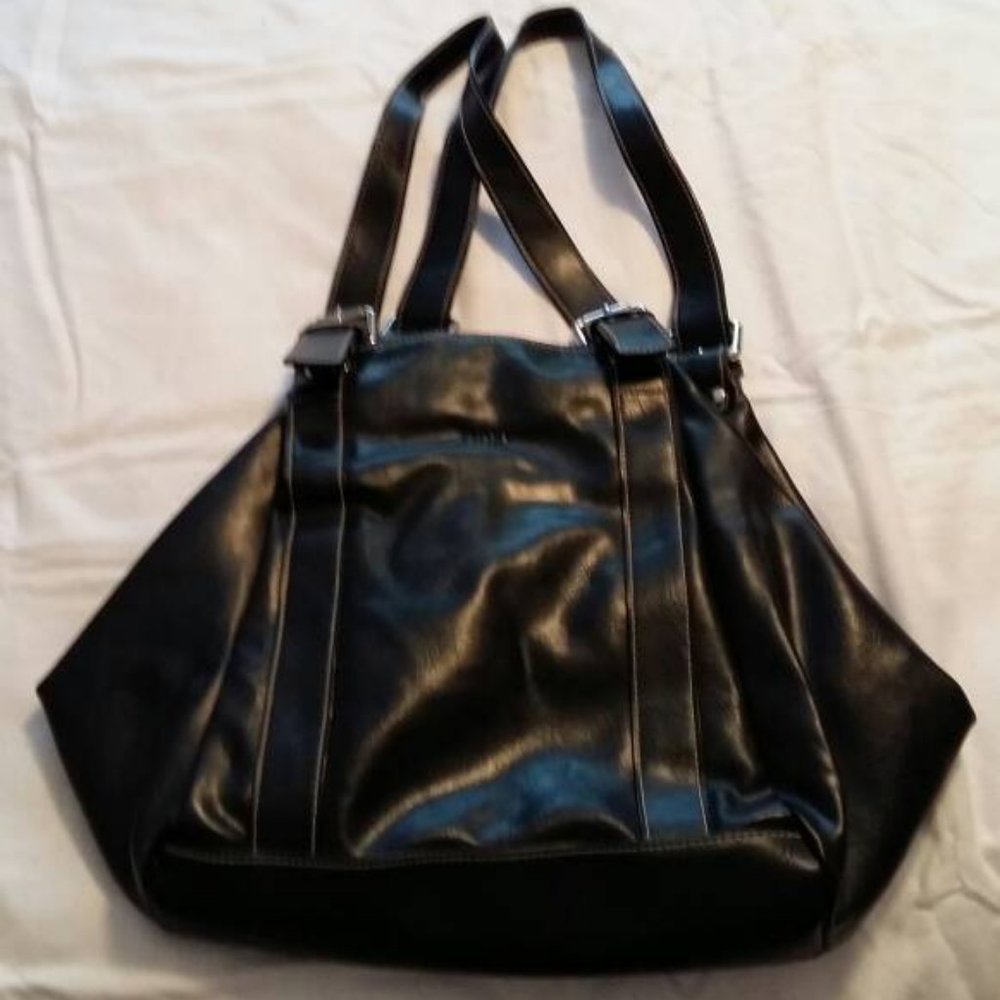 Vintage Black Leather Fiori Purse
